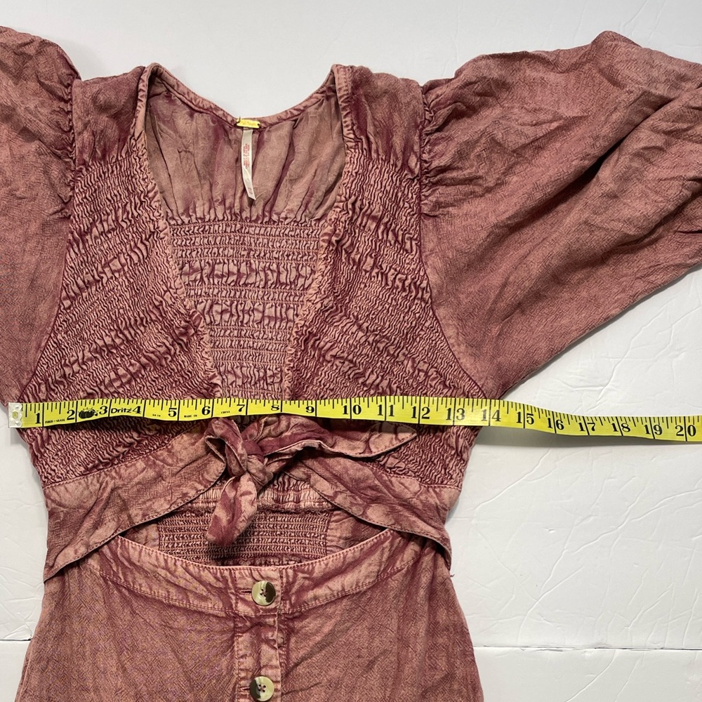 Pink Button-Down Maxi Dress with Tie Front - Picture 4 of 7